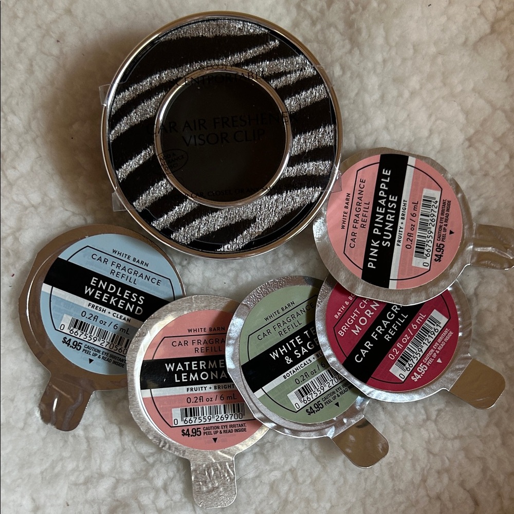 Bath & Body Works Zebra Print Visor Clip with Fragrance Set